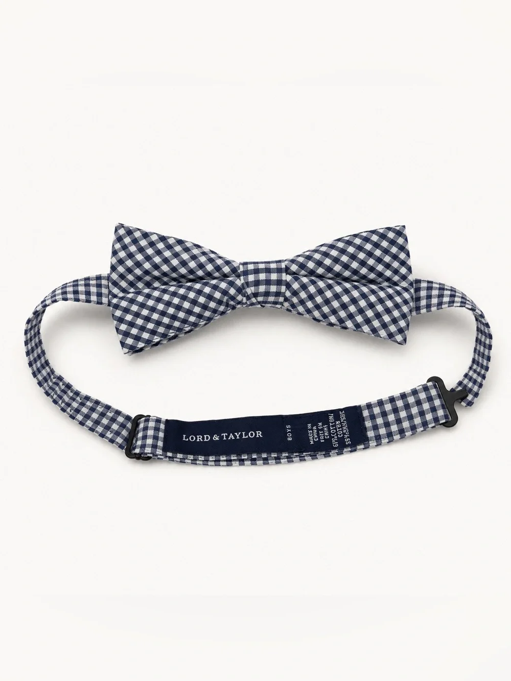 Lord & Taylor Boys Navy Blue Gingham Pre-Tied Adjustable Bow Tie